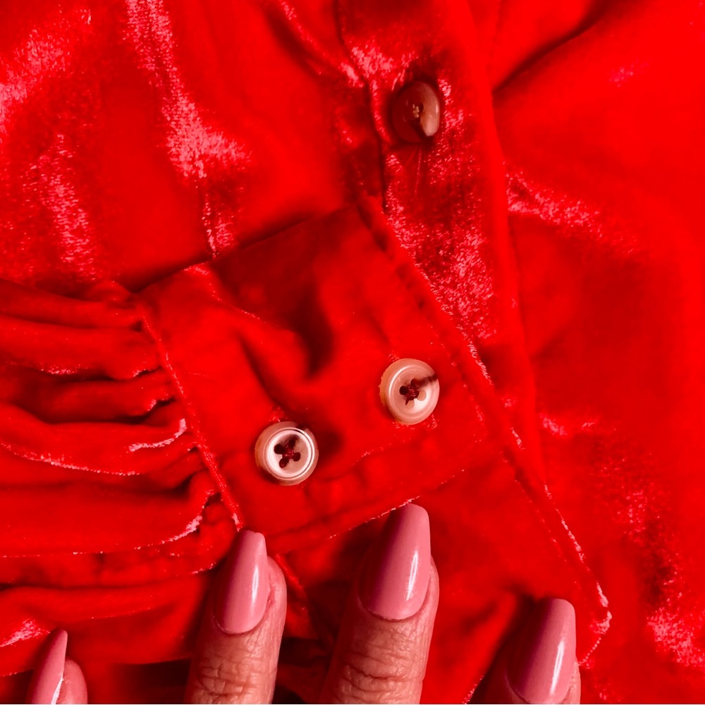 Anthropologie Pilcro Velvet Femme Button Down Shirt in Cherry Red EUC Size 1X - Picture 13 of 15